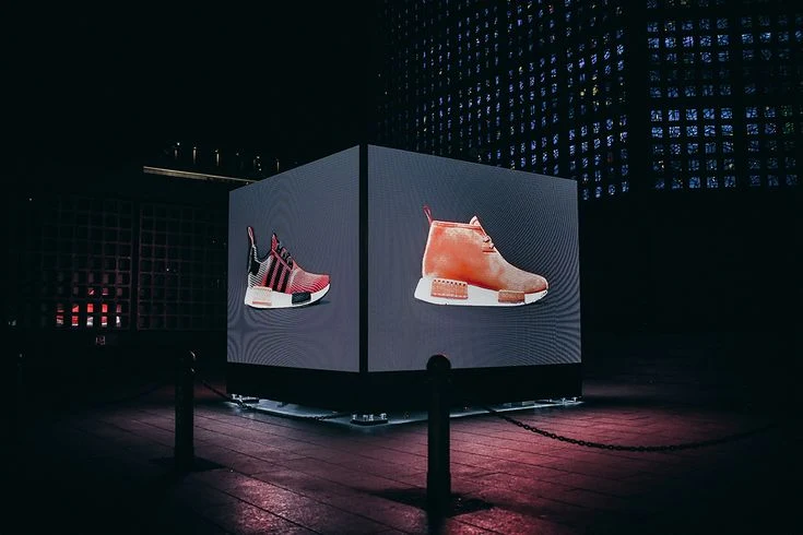 Indoor LED video wall in a commercial lobby